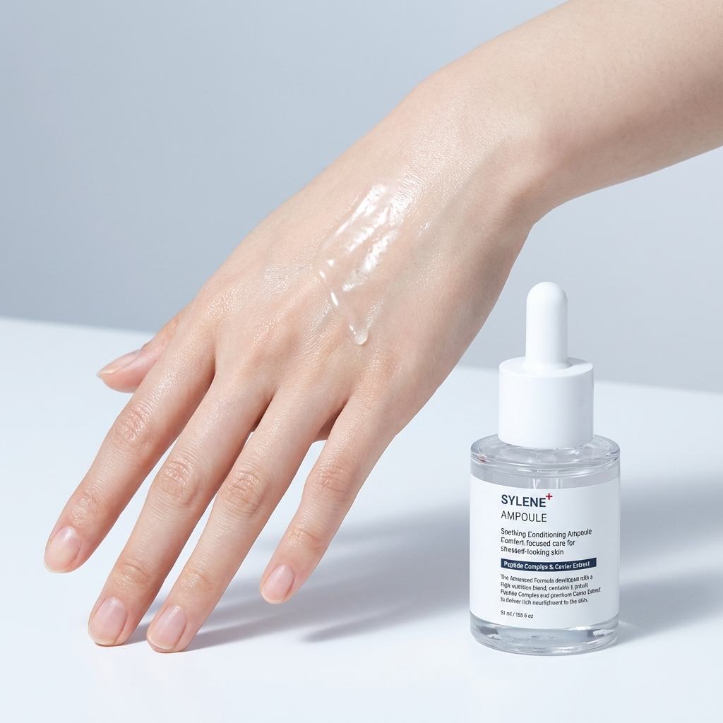 Korean peptide ampoule texture on skin