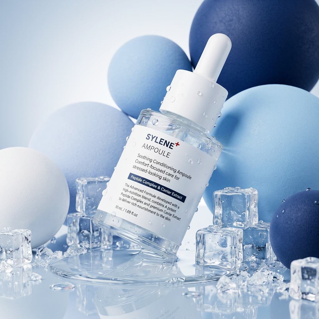 Korean peptide ampoule texture close-up